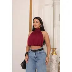Blusa feminina de verão cropped gola Alta