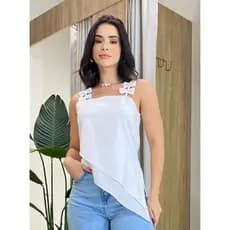 Blusa feminina de verão assimétrica