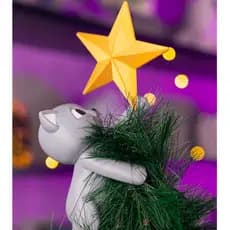 Topo de Árvore de Natal Gatinho Segurando Estrela – Decoração Natal Várias Cores