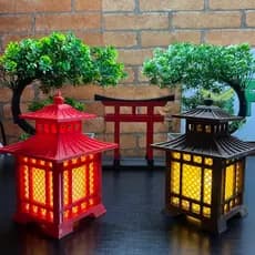 Decoração Luminária Oriental Vela De Led Estilo Oriental Restaurante japones mesa de jantar tematico