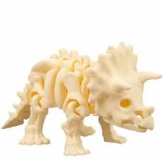 Esqueleto de dinossauro Triceratops articulado em miniatura impresso em 3d colecionavel