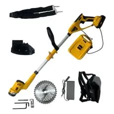 Roçadeira A Bateria Recarregavel 48v Bateria Auxiliar Costal Bivout Amarelo