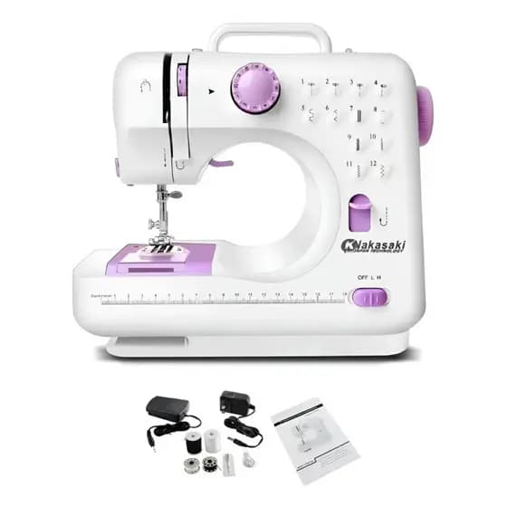 Maquina De Costura Bivolt Com Pedal Portátil + Acessórios