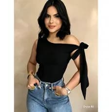 Cropped Feminino Amarração Confortável Estilosa produzido malha Romantic Premium com toque de poliamida