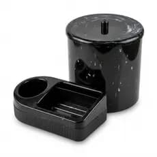 Kit Pia Marmorizado 2 Peças Cesto Lixeira 6L e Porta Detergente Cozinha
