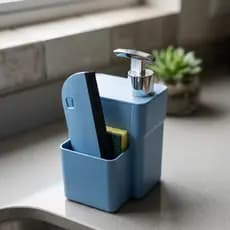 Dispenser de Detergente 750ml com Esponja e Rodinho Organizador Pia