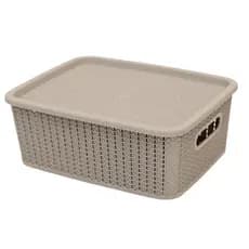 Caixa Organizadora Rattan com Tampa 12,5L Decorativa Closet Banheiro Quarto