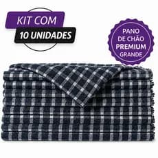 Kit 10 Panos de Chão Xadrez 45x65cm Algodão Saco Duplo Absorvente Cozinha