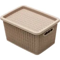 Caixa Organizadora Rattan com Tampa 5L Cesto Plástico Resistente