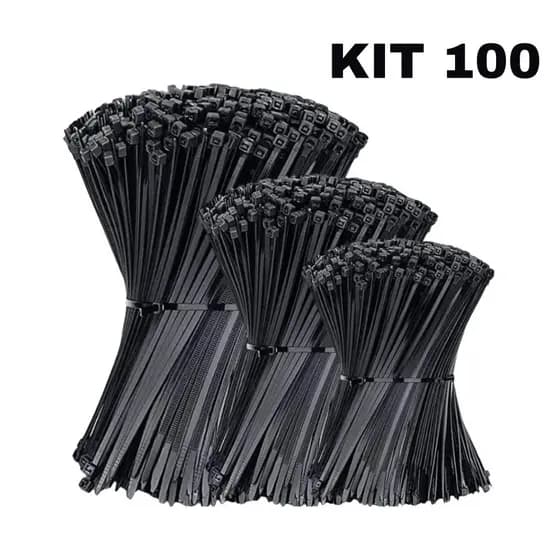 Kit 100 Abraçadeiras Nylon Enforca Gato 4x200mm Reforçada Cabos Fios