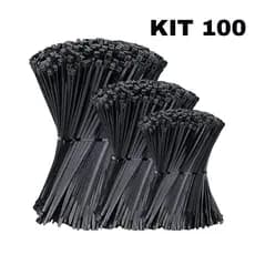 Kit 100 Abraçadeiras Nylon Enforca Gato 4x200mm Reforçada Cabos Fios