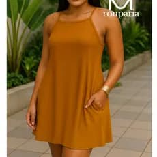 Vestido Feminino Alcinha com Bolso Viscolycra Premium Viscose com Elastano Casual Soltinho Confortável Curto Verão