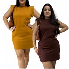 Kit 2 Vestidos Curto de algodão Vestido Basico Confortavel dia a dia vestido casual Curtinho Modelo Muscle Verão