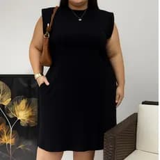Vestido Plus Size Midi Muscle Tee Basico  Manga Curto 100% Algodão Vestido Casual Elegante