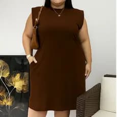 Vestido Casual Plus Size G1 Manga Muscle  Vestido 100% Algodão Confortável Vestido Curto