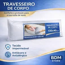Travesseiro De Corpo Antialérgico Gigante Com Zíper 1,35m x 40cm 300 Fios Fibra Siliconada Xuxão
