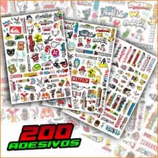 KIT 200 ADESIVOS masculino para Capacete Moto Bike Carro - Frases 244 Grau Osascorte Aranha - BRINDE