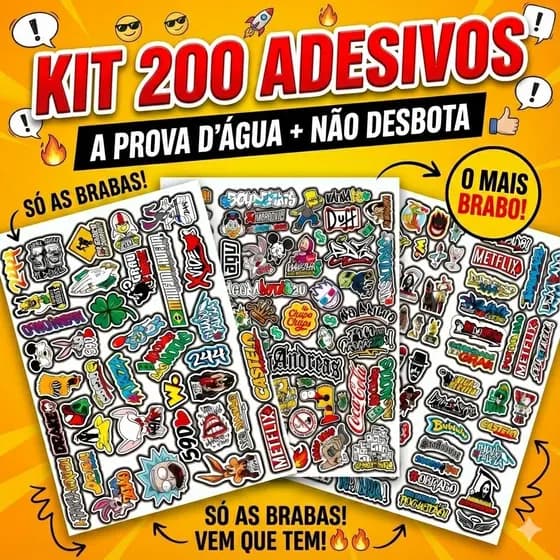 200 Adesivos Figurinhas para Bike Carro Moto Capacete - Frases Grau 244 Aranha - APROVA D'AGUA