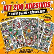 200 Adesivos Figurinhas para Bike Carro Moto Capacete - Frases Grau 244 Aranha - APROVA D'AGUA