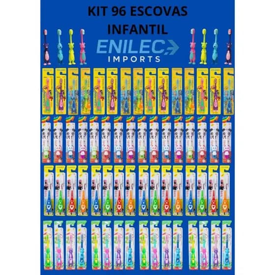KIT 96 Escova de Dente Infantil Canguru/PANDA/PINGUIM/SAPINHO +5 Anos Macia Com Protetor de Cerdas
