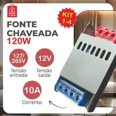 Fonte Chaveada 10A 12V 120W P/ Cftv Fita Led Som Automotivo Bivolt 110V-220V