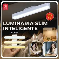 Luminária Magnética Slim Inteligente Led Recarregável 3 Cores Ajuste 90° USB Bivolt
