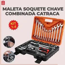 Maleta Soquete Chave Combinada Catraca Alta Durabilidade de Aço com Maleta Organizadora