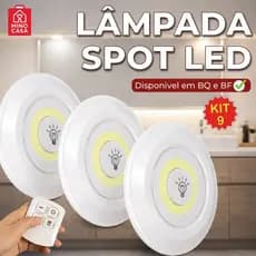 Kit Luminária Spot Led Redondo Com Controle Luz Fria ou Quente Auto Colante Bivolt