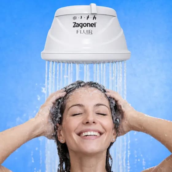 Chuveiro Ducha Eletrica 4 Temp Zagonel 220v 6800w Grande Espalhador Econominca Alta Pressao Branca