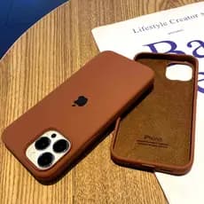 Capa De Silicone Marrom De Camurça Sintética Com Câmera Aberta-Punho Antiderrapante E Leve Para iPhone 11/12/13/14/15/16