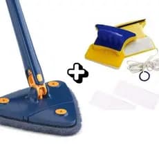 Kit Esfregao De Limpeza Mop 360 Triangular+ Limpa Janelas