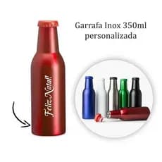 Kit Garrafa Térmica 350ml Inox Com Tampa Personalizado