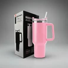 Copo Térmico 1,L Inox Com Tampa E Canudo - ROSA.