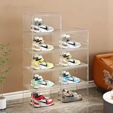 Kit 2 Caixas Organizadoras Para Sapatos Tênis Empilhável Tampa Flip Caixa De Sapato Dobrável Armazenamento