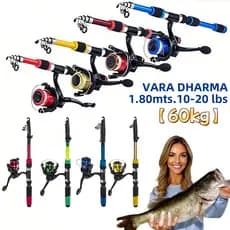 Kit 2 Vara De Pesca 60-120lbs Completa Com Molinete Esportiva Ao Ar Livre Robalo Portátil Com Linha