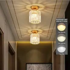 Luminária De Teto Cristal 110V-220V Simplicidade Moderna Corredor Sala De Estar Varanda Quarto Base da Lâmpada + Abajur