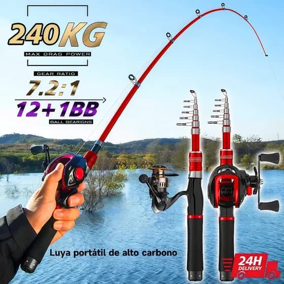 Vara de pesca com carretilha 1.8M Vara De Pesca Carretel Kit Completo Com Alta Velocidade Max Drag 30KG