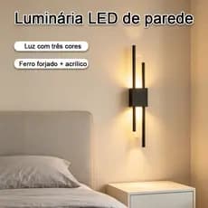 Lâmpada De Parede LED 22W 3 Cores Ferro Forjado Acrílico Sem Cintilação 48cm Para Quarto Sala De Estar