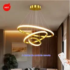 3 cores (110V / 220V) lustre nórdico de luxo para sala de jantar e sala de estar, lustre de controle remoto romântico