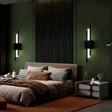 Kit 2 Arandela Linear Preta Moderna 50cm 10W-Luminária LED 3 Cores Dupla Tensão