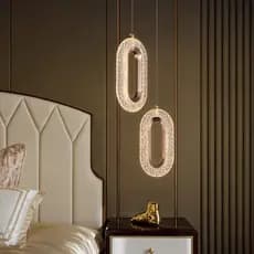 Pendente Cristal Oval Elipse Moderno Dourado Luminária 3 Cores 7w Bivolt 110V-220V