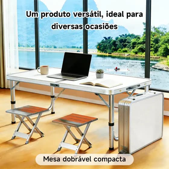 Mesa Dobrável Portátil De Alumínio Ajustável , Altura 59/70 Cm , Carga De 30 Kg , À Prova D'água Para Acampamento , Casa