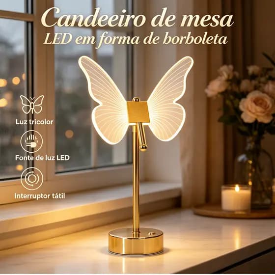 Candeeiro De Mesa LED Borboleta , Com Luz Ajustável De Três Cores E Controle De Toque , É Adequado Para Decorar Quartos