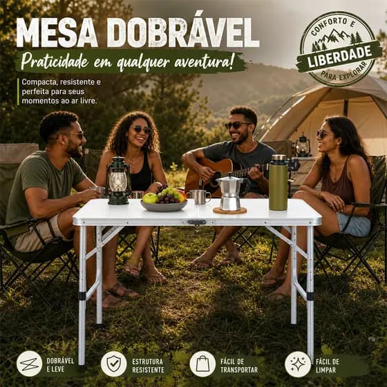 Mesa Portátil Dobrável Em Liga De Alumínio | Altura Ajustável Robusto E Compacto Para Viagens