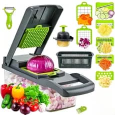 Cortador de Legumes Multifuncional 22 em 1 Múltiplas Lâminas Perfeito para Cortar Ralar e Fatiar Vegetais e Frutas