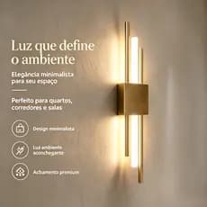 Luminária de Parede LED Minimalista Dourada Bivolt 110V-220V Fácil de Instalar Ideal para Quartos Corredores e Salas