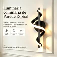 Luminária de Parede LED de Design Espiral Iluminação Suave Bivolt 110V-220V Ideal para Quarto, Sala e Corredor