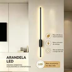 Arandela LED Linear - 3 em 1 Cores de Luz Bivolt Mais Eficiência e Economia Ideal para Quarto Corredor e Sala