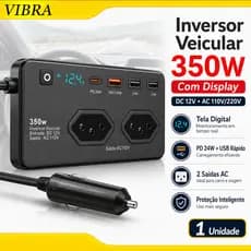 Inverter Converter 350W  12v/24v To 110v/220v Socket + 4 Usb 5v 1.2a 4 Portas USB 5V 1.2A