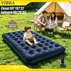 Kit Colchao Inflavel Casal ou Solteiro de Ar Suporta 300kg + Bomba de Ar